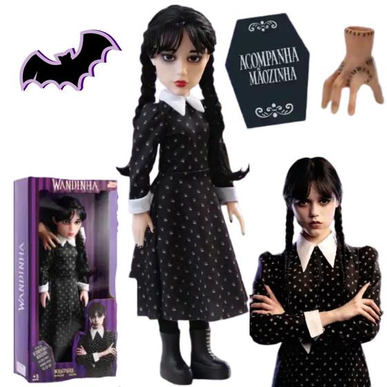 Imagem de Boneca Wandinha Addams Wednesday Com Mãozinha Articulada Baby Brink