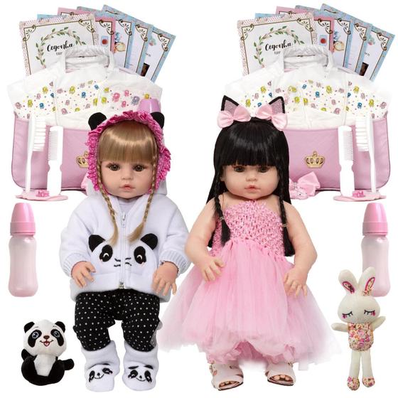 Imagem de Bonecas Bebê Reborn Gêmeas - Cegonha Dolls - Vinil Siliconado - 46cm