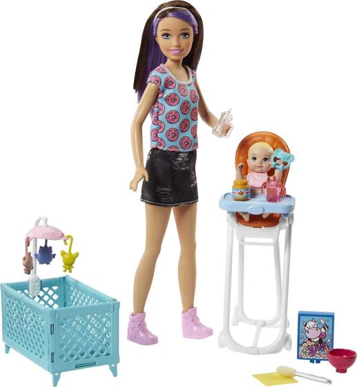 Imagem de Bonecas de brinquedo Barbie Skipper Babysitters Inc com acessórios