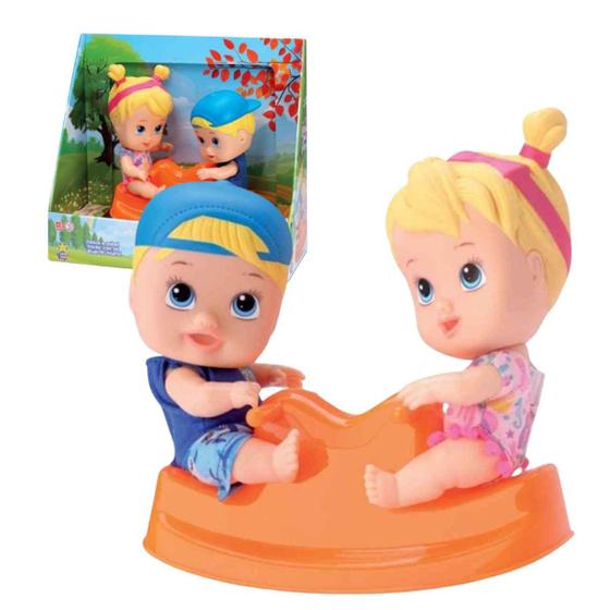 Imagem de Bonecas Little Dolls Playground Gangorra Original  Divertoys  Kit Bonecos Crianças +3 Anos