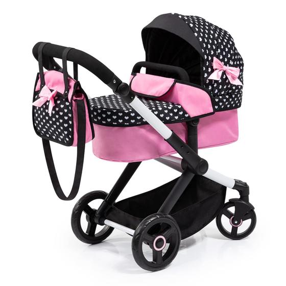 Imagem de Bonecas Pram Bayer Design Xeo Hearts pretas e rosa 52 cm 3+