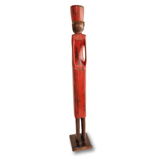 Imagem de Boneco Africano em Madeira - Acabamento Rústico - 94cm