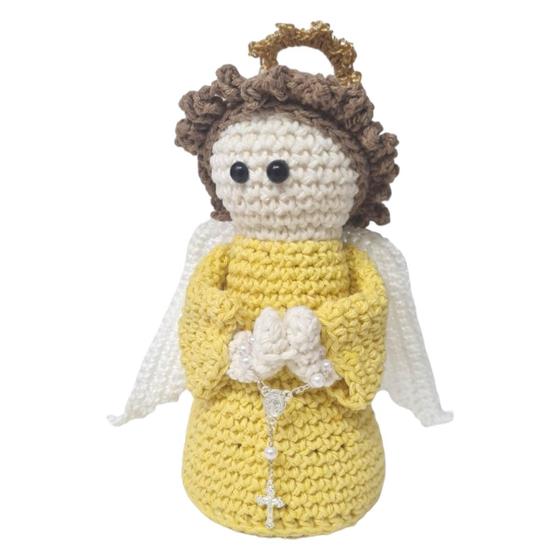 Imagem de Boneco Anjo da Guarda Amarelo Crochê 17x8,5cm