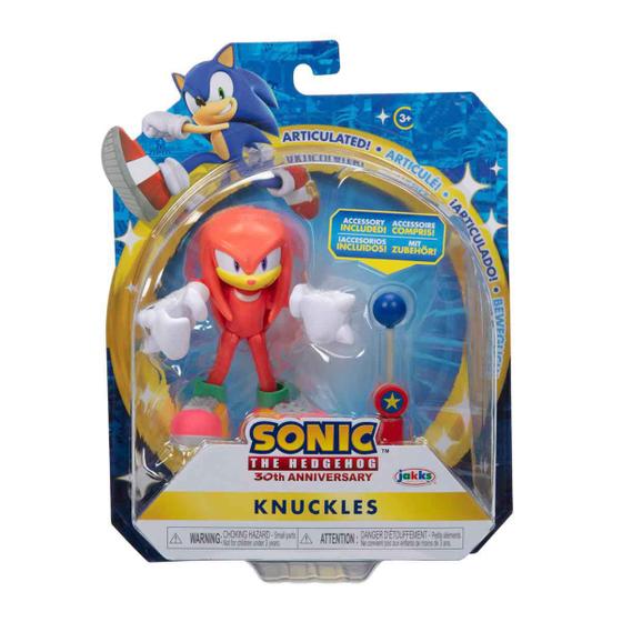 Imagem de Boneco Articulado Knuckles de 9cm com Acessório - Sonic