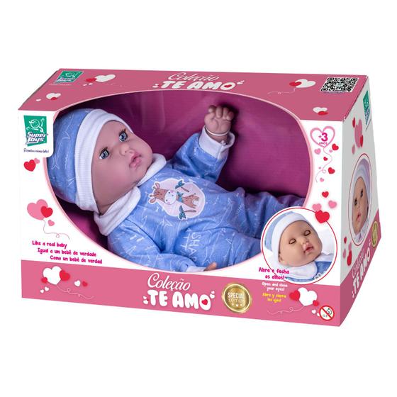 Imagem de Boneco Bebê Reborn Menino Abre e Fecha os Olhos - Super Toys