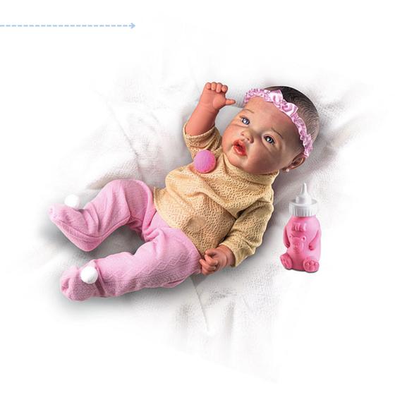 Imagem de Boneco bebe reborn menino realista nenem de brinquedo com mamadeira com cabelo bb riborn fofinho