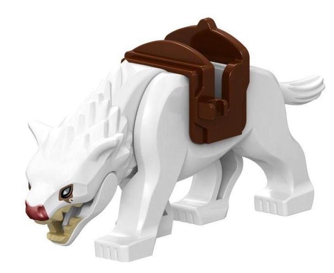 Imagem de Boneco Blocos De Montar Lobo Branco Medieval Soldado