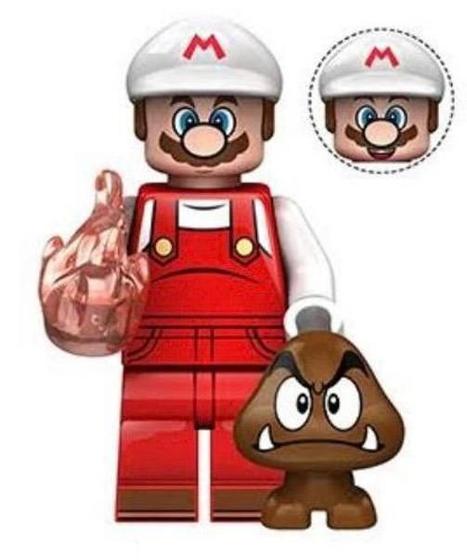 Imagem de Boneco Blocos De Montar Mario Bros Chapéu Branco