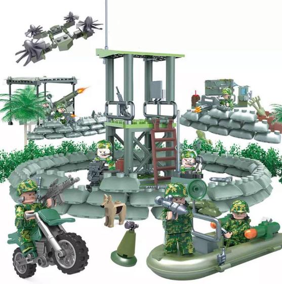 Imagem de Boneco Blocos De Montar Super Kit Jungle Commandos Completo