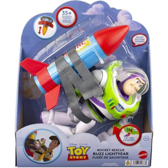 Imagem de Boneco Buzz Lightyear Toy Story Foguete De Resgate Com Som