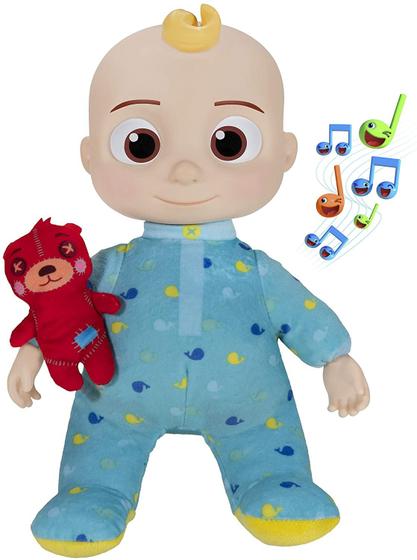 Imagem de Boneco CoComelon Official Hora de Dormir musical Boneco JJ, Corpo de pelúcia macio  Pressione a barriga e JJ canta clipes de 'Yes, Yes, Bedtime Song',  Incluí Ursinho de Pelúcia e Almofada pequena  Brinquedos para Bebês