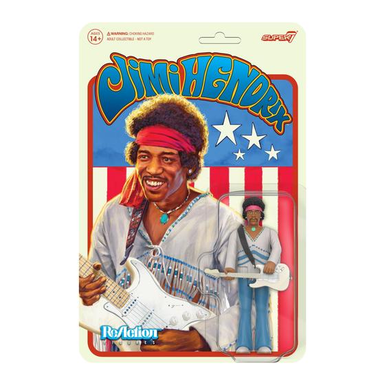 Imagem de Boneco de ação Super7 Jimi Hendrix (Festival) com guitarra de 9,5 cm