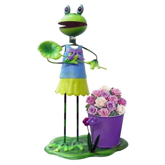 Imagem de Boneco De Ferro Sapo de Decoracao Enfeite Jardim e Flores Jardim