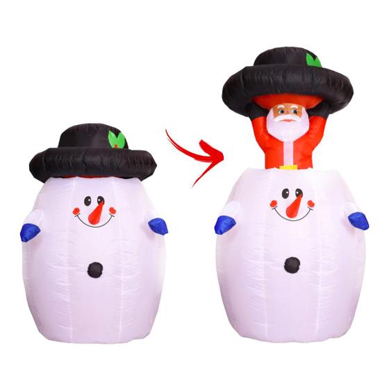 Imagem de Boneco de Neve C/Papai Noel Inflável Decoração Enfeite Natal