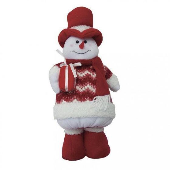 Imagem de Boneco de Neve com Chapéu 40cm Paris Niazitex - caixa com 6 Unidade - Vermelho/Branco