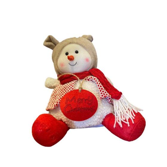 Imagem de Boneco de Neve com Gorro Cachecol Sentado 33cm Natal Cromus