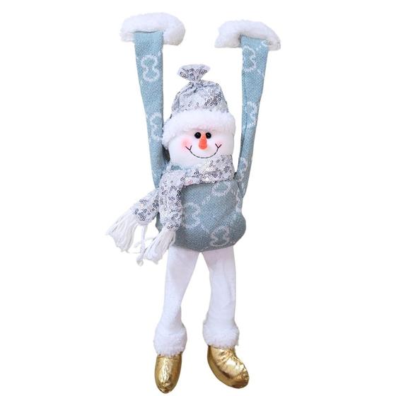 Imagem de Boneco de Neve Dependurado Pelúcia Natal Peso nas Mãos Decora Prateleira 48cm - Art Christmas