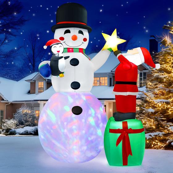 Imagem de Boneco de Neve e Papai Noel Infláveis de 2,4m - Decoração de Natal