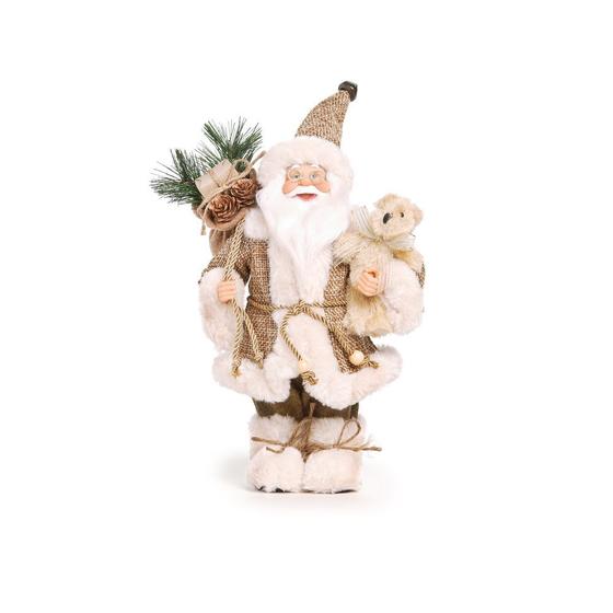 Imagem de Boneco de Papai Noel em Pé Segurando Presente e Urso 35cm