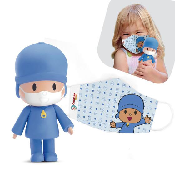 Imagem de Boneco de Vinil Pocoyo Vai Pa Onde e Máscara Infantil Turma do Pocoyo Cardoso Toys