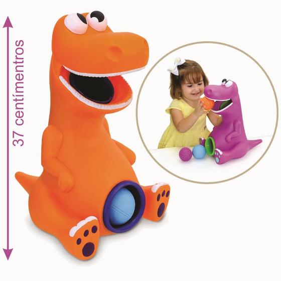 Imagem de Boneco Dinossauro Baby Rex Bolinha com Som Chocalho Primeira Infância Brinquedo Criança Pequena Meni