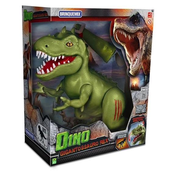 Imagem de Boneco Dinossauro Dino Gigantossauro Verde Rex Brinquedo Articulavel Ideal Para Decoração Festa