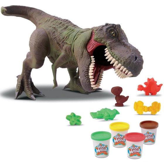 Imagem de Boneco Dinossauro T-rex Ataca Com Massinha 173 - Divertoys