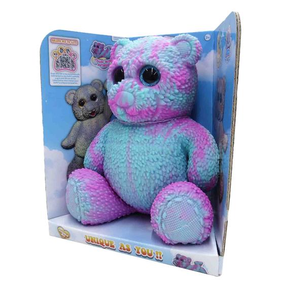 Imagem de Boneco Elástico Urso Tye Dye Verde e Rosa de 22cm - Soft