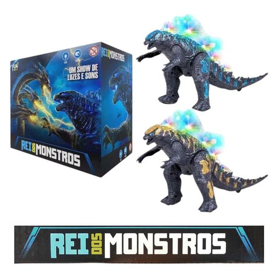 Imagem de Boneco Eletrônico Godzilla Dinossauro Rei dos Monstros Com Movimentos Som e Luzes