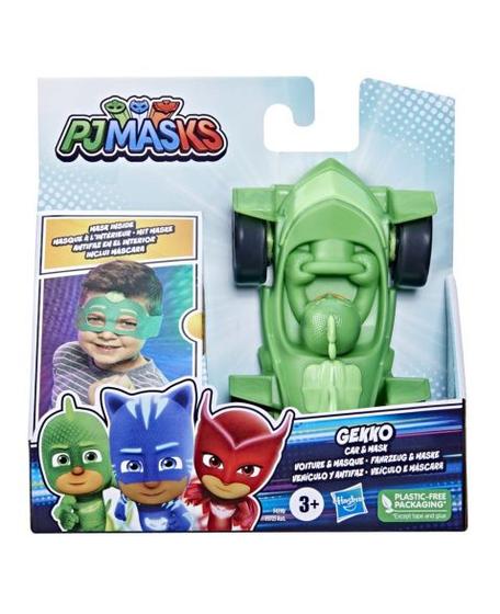 Imagem de Boneco figura com veiculo largatixo e conjunto de mascara  pj masks hasbro f4598