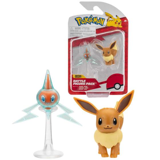 Imagem de Boneco Figura de Batalha Pokémon Eevee e Rotom