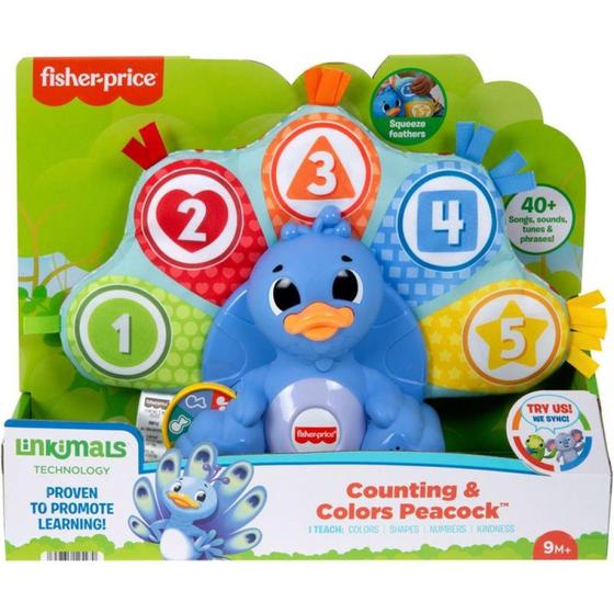 Imagem de Boneco Fisher-Price Brinquedo Bebês Linkimals Pavão Penas Coloridas - Mattel hnn77