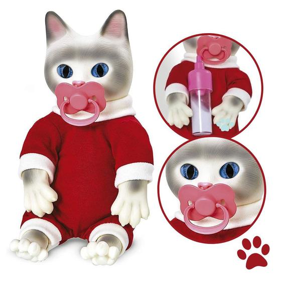 Boneco Gatinho Filhotinho Coleção Bebê Pet Reborn Mamadeira - Roma ...