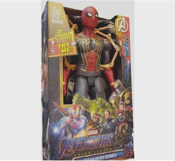 Imagem de Boneco Homem Aranha Avengers 30cm com Led + Som - Titan Hero