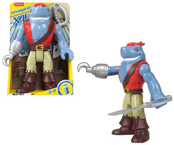 Boneco Imaginext Tubarão Pirata XL - Mundo De Aventuras - Mundo Submarino - Mattel - HLB72 Menor preço em Boneco Imaginext Tubarão Pirata XL - Mundo De Aventuras - Mundo Submarino - Mattel - HLB72