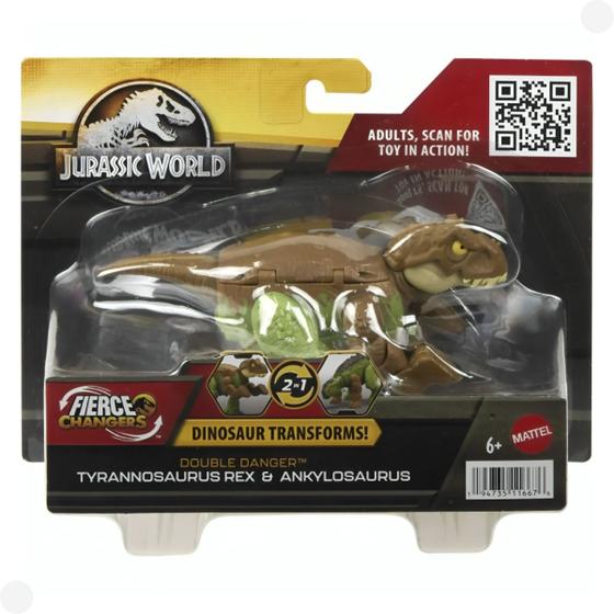 Imagem de Boneco Jurassic World Fierce Changers Tiranossauro Rex para Anquilossauro HLP05 - Mattel