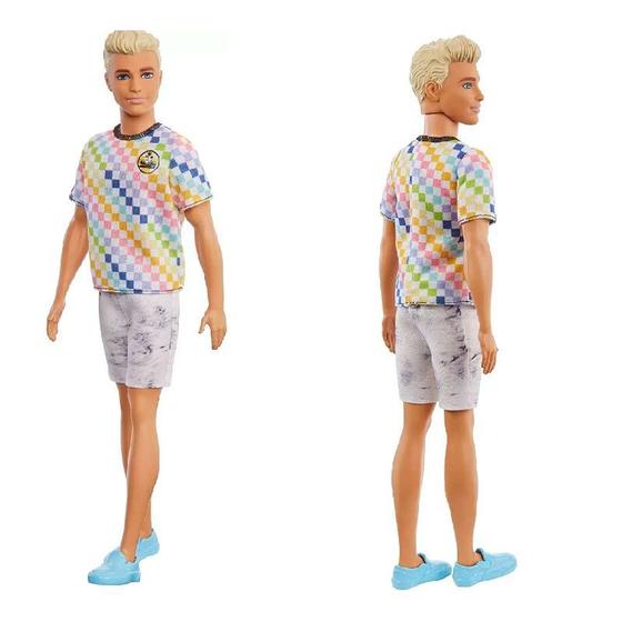 Imagem de Boneco ken loiro 174 blusa colorida barbie fashionista grb90