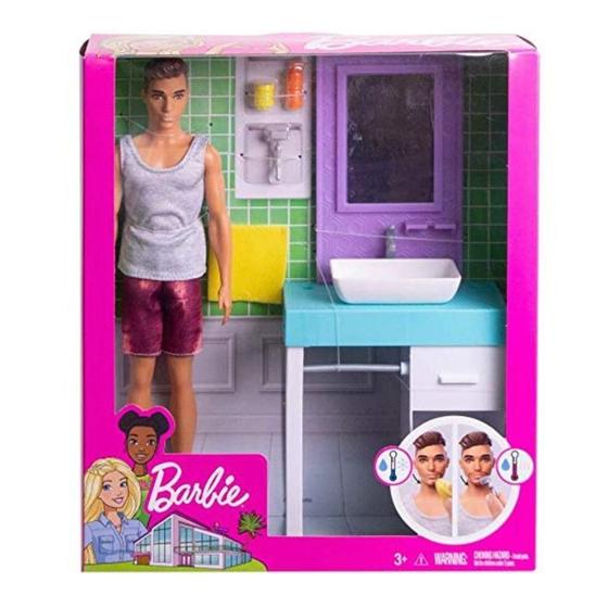 Imagem de Boneco Ken Móveis e Acessórios Banheiro Mattel