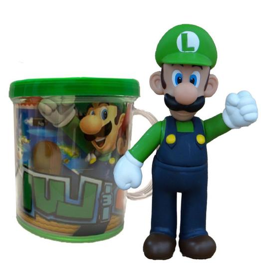 Imagem de Boneco Luigi do Super Mario Bros com caneca personalizada