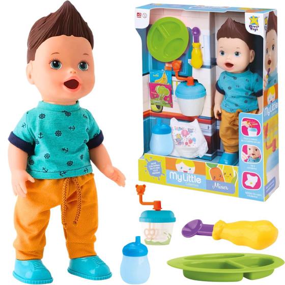 Imagem de Boneco Menino Infantil 32cm Com Acessórios Come E Faz Caquinha  My Little Collection Brinquedo Divertoys