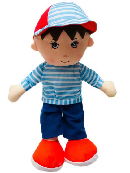 Boneco Menino Listrado com Boné de Pelúcia 35cm- Fizzy - Pelúcia ...