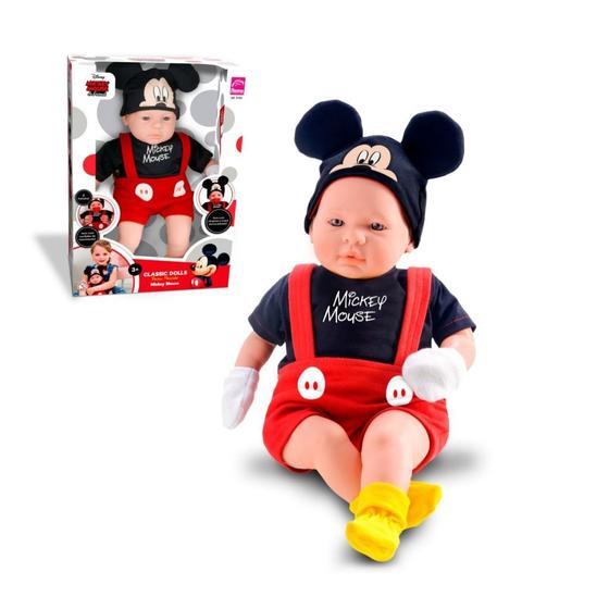 Imagem de Boneco Mickey 48cm Classic Dolls Recém Nascido 2 Roupas Roma