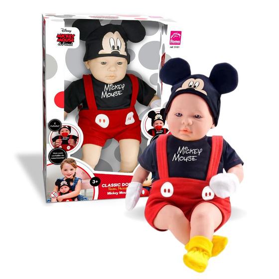 Imagem de Boneco Mickey Mouse Bebê Recém Nascido Classic Dolls Roma