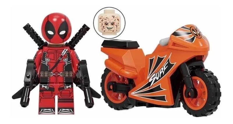 Imagem de Boneco Moto Blocos De Montar Deadpool Sun Motorcycle