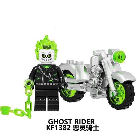 Imagem de Boneco Motoqueiro Fantasma com Moto e corrente em Bloco