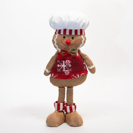 Imagem de Boneco Natal Decoração Biscoito Ginger Cozinheiro Mesa 33cm