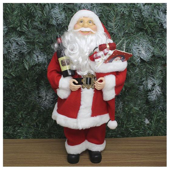 Imagem de Boneco Natal Papai Noel Com Presente Sommelier 45cm