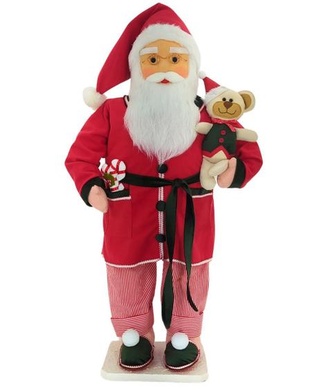 Imagem de Boneco Natalino Papai Noel Dorminhoco Pijama Ursinho De 90cm