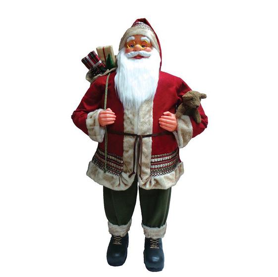 Imagem de Boneco Papai Noel 45cm Tradicional Com Urso Decoração Natal