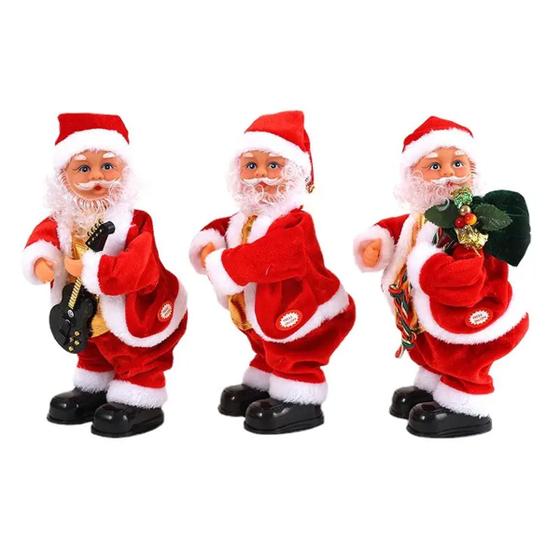 Imagem de Boneco Papai Noel Musical Dançante 28cm  Enfeite Natalino Interativo e Divertido